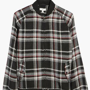 Plaid Bouclé Bomber Jacket